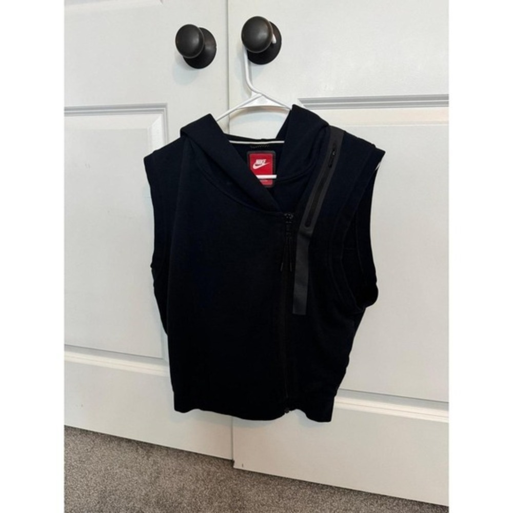 Nike Oversized Zip Up Sleeveless Hoodie Black Women Small